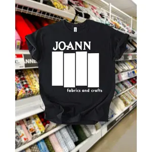Joann Fabric Flag on black, punk satire unisex t-shirt for crafter. S-5xl