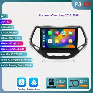 [Hizpo] 10.1 Inch 2 Din Android 13 Car Multimedia Player GPS Navigation Support Carplay Android Auto for Jeep Cherokee 2013-2018