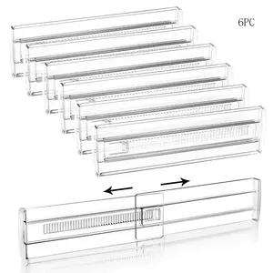 Expandable Transparent Drawer Dividers Set of 6, Adjustable Foam End Drawers Organizer, Space-Saving Storage Solution