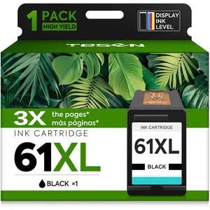 61XL Ink Cartridges Replacement for  61 XL Black Ink  HP61 61XL Works with  Envy 5530 4500 4502 5535 Deskjet 2540 2541 3050 3510 1510 OfficeJet 4630 4632 Printer (Black 1-Pack)