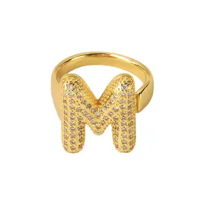 Ellie Cz Initial Ring - Gold Color with Sparkling CZ Stones, Perfect for Personalized Jewelry