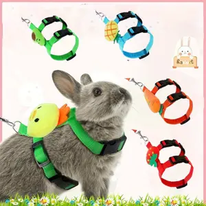 Pack Of 4 Cute Tank Top Straps Rabbit Traction Rope Adjustable Rabbit Traction Rope Straps Jacket Set Small Pet Anti Escape Adjustable Dog Rope Small Dog Walking Rope Suitable for Daily Pet Walking