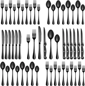 48PCS tableware set - special matching tableware set for parties and dinners, stainless steel knife, fork and spoon set, multiple colors, easy to clean, suitable for parties, families, weddings and other gatherings