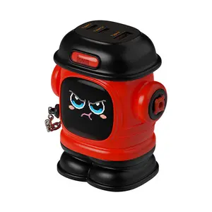 Divoom Dipow 65W USB-C Charger 3-Port Fast GaN Charger with DIY Pixel Display Foldable Compact Wall Block Power Adapter for iPhone 16/15 MacBook iPad Galaxy S23/S24 Switch Red (with 100w Cable) Charging Electronic Cellphone Smartphone Portable Multi-Port