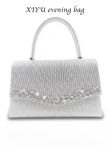 Women's Glam Shiny Evening Clutch, Glitter Handbag with Metal Trim, Sparkly Purse for Party & Prom, Versatile Shoulder Crossbody Bag, Elegant Purse