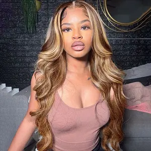 Wiggins Hair #P4/27 Highlight Glueless Body Wave 5x7 Lace Closure Wig Pre Cut Ready to Go Wigs Human Hair Pre Bleached