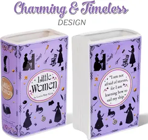 Book Shaped Ceramic Vase Vintage Aesthetic Flower Vase for Book Lovers Home Decor Desk Shelf Decoration Cute Gift for Readers Little Women Inspired