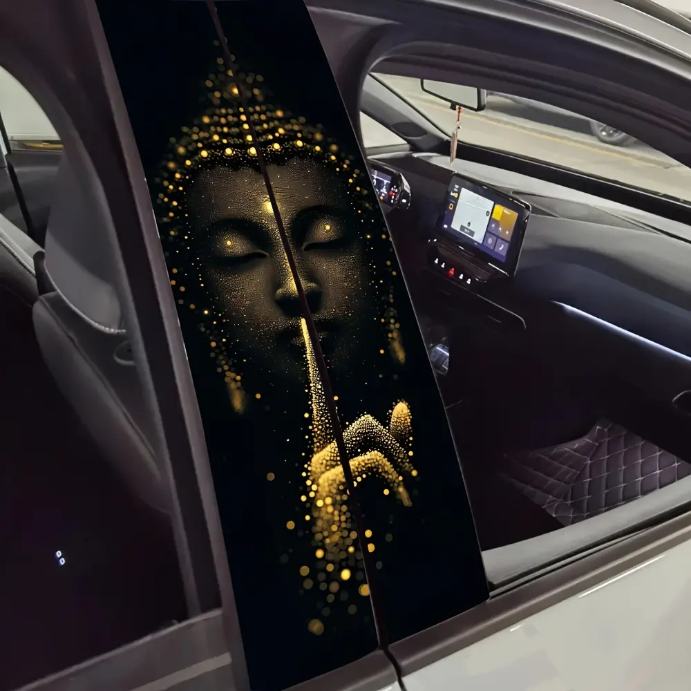 2-Pack Buddha statue car B-pillar sticker, universal car sticker, Stickers for cars, matt vinyl material, easy to paste, no glue marks, scratch-resistant and water-resistant, self-adhesive, suitable for plastic, metal surfaces, for car decoration