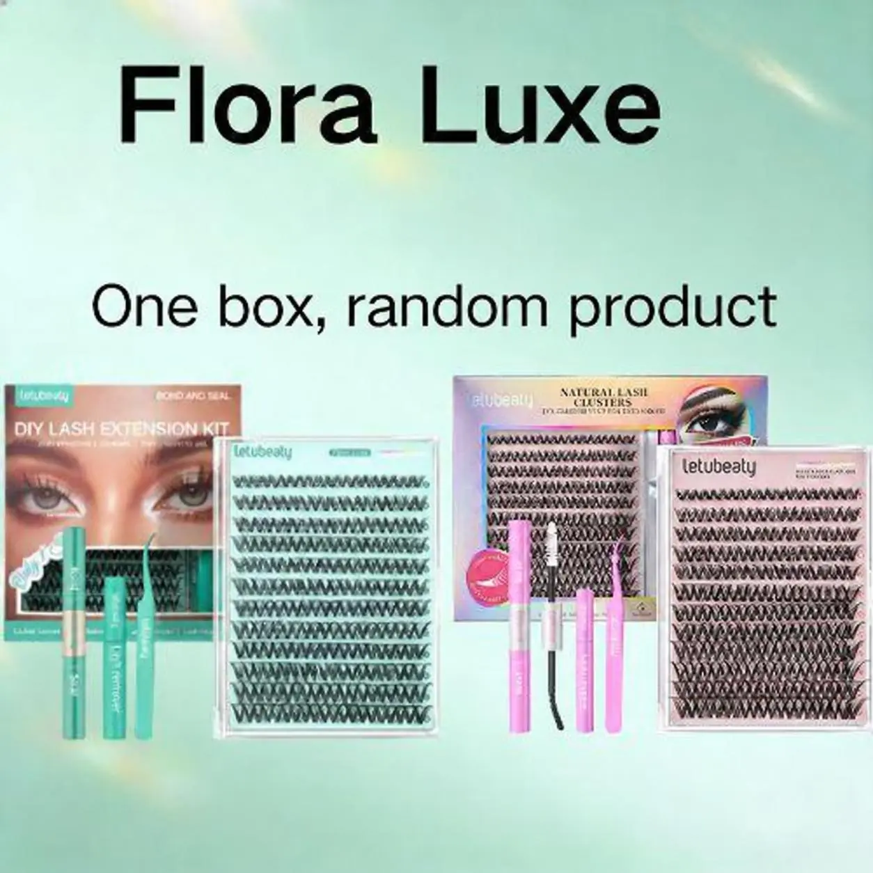 Letubeaty Cluster Lashes Kit for Beginners & Adults, 8-18mm Soft Fluffy CC Curl 0.05mm Thickness Cosmetic False Eyelashes, Degradable Gentle Glue, Remover, Tweezer, Long-Lasting Eyelash Extension