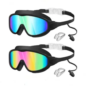 Adults’ Waterproof Swimming Goggles Set with Swim Cap, Earplugs, and Nose Clip, Anti-Fog