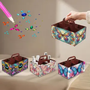 1 DIY butterfly and bee pattern diamond painting set, insect theme, spliced Handheld Storage box, suitable for office storage