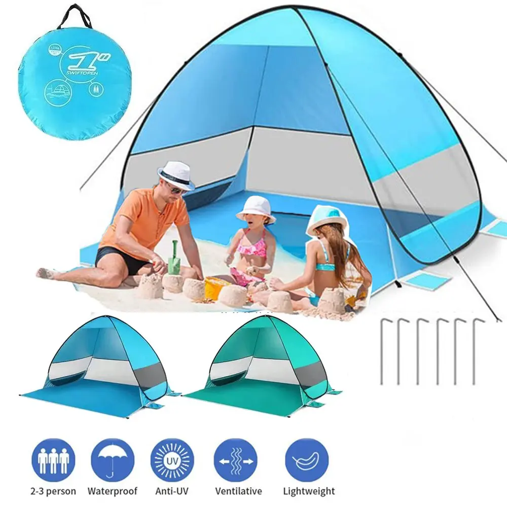 Pop-up Beach Tent Sunshade UV Protection Outdoor Camping Portable Blue Canopy  # easy setup tent # tent forkids Foldable Tent Folding Tent beach tent beach canopy lawn party