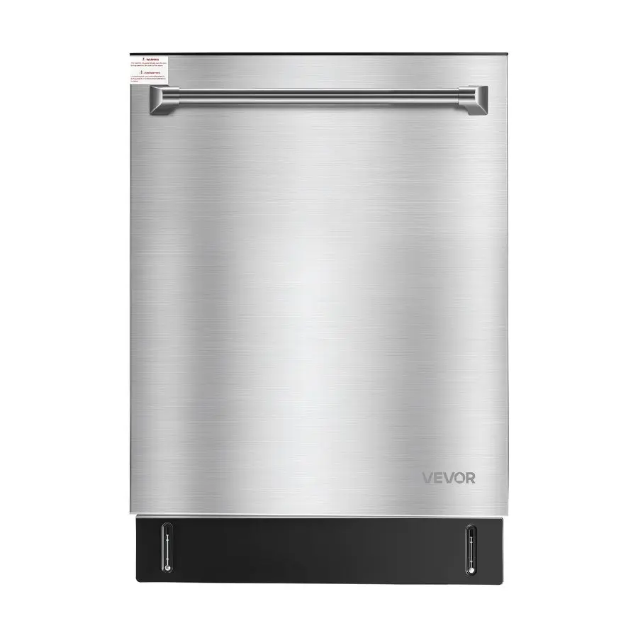 VEVOR 24 Inch Built-In Dishwasher, Stainless Steel Tub, 14 Place Settings and 8 Washing Programs, 23.82x 25.2x 33.78 Inch Low-Noise Dishwashing Machine with Upper/ Lower Racks and Zoned Storage