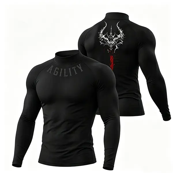 Men's Polyester Blend   Compression Shirt, Tight-Fit Mock Neck, Quick-Dry Moisture-Wicking Male Activewear with Semi- Neck Support, Standard Size All-Season Gym Gear thermal long sleeve performance, Gym & Run, Athlete Life sport turtleneck, Fitness For Ev