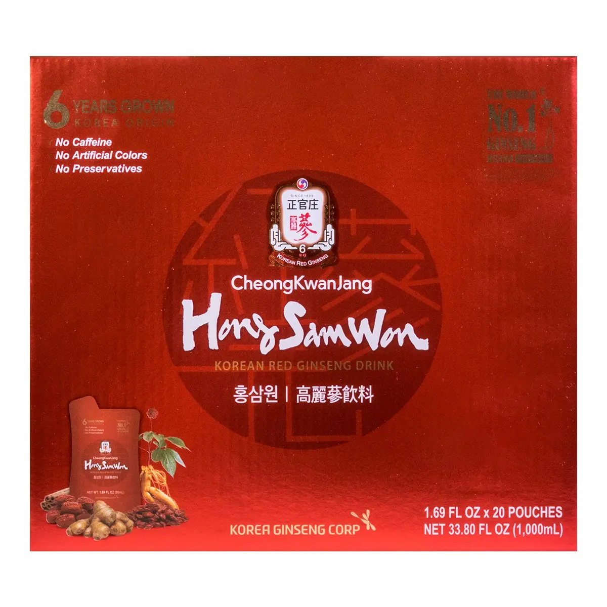 Korean Ginseng Corporation Red Ginseng Garden Drink with 6-Year-Old Red and Korean Ginseng, 1.69 fl oz x 20 bags.