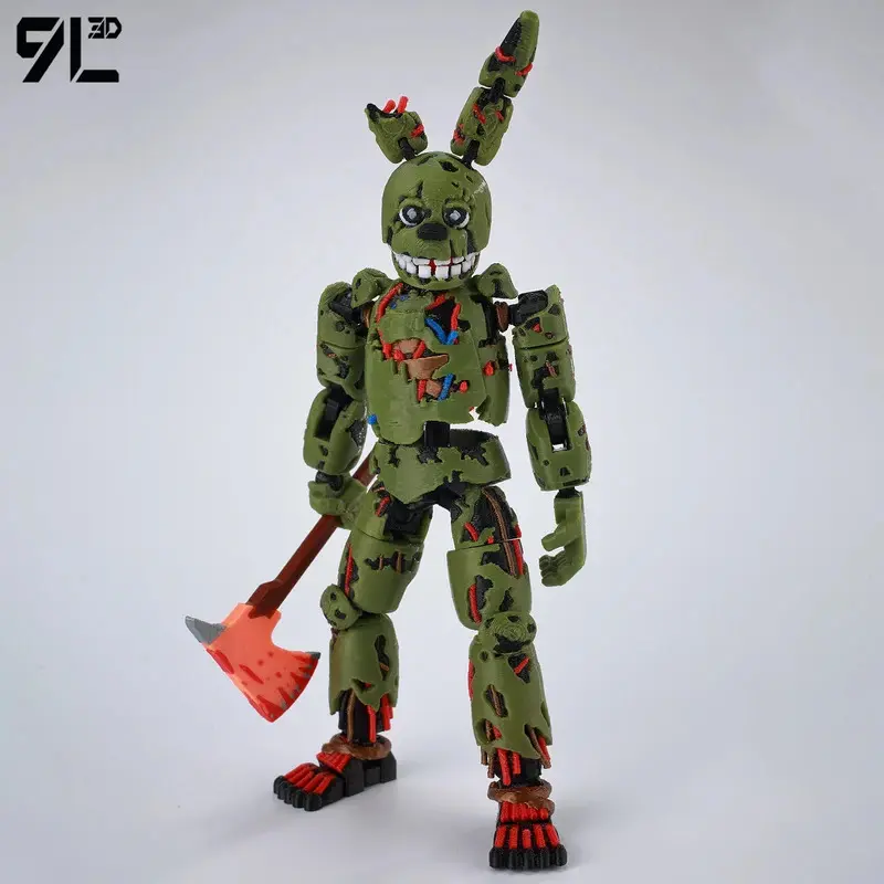 9L 3D Printed FNAF Freddy Fazbear's Pizza Springtrap Collectible Action Figure - Lucky13, Dummy13, Titan13 Anime Model Ornaments, Accessories, Gifts for 3-4 Years Old Kids, Action Figure Doll