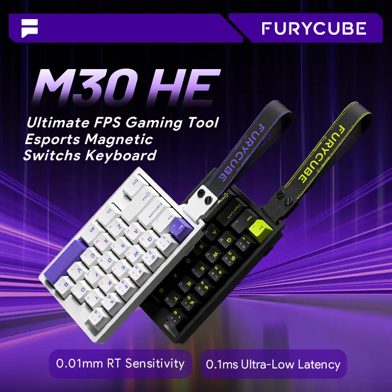 FURYCUBE M30 HE Wired Magnetic Switch Gaming Keyboard 30% Layout One-handed RT 0.01 Extreme Response RGB Backlit Wired Connection PC Accessories Gift for Boyfriend E-sports Keyboard