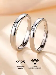 925 Sterling Silver Couple Ring, Fashion Promise Ring for Couple, Engagement Ring for Women & Men, Trendy All-match & Exquisite Jewelry for Birthday Gift, Valentine's Day, Gift
