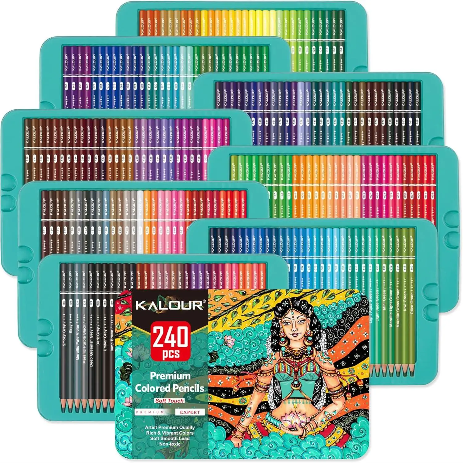 240-Piece Colored Pencil Set, Coloring Set, Artistic Colored Pencils, Professional Soft-Core Pencils for Drawing, Sketching and Shading, Art Supplies, Drawing Tools for Adults and Beginners, Art Kit
