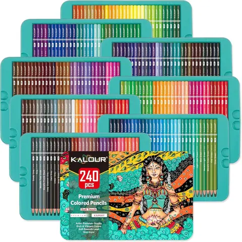 240-Piece Colored Pencil Set, Coloring Set, Artistic Colored Pencils, Art Craft Drawing, Professional Soft-Core Pencils for Drawing, Sketching and Shading, Art Supplies for Adults and Beginners, Art Kit