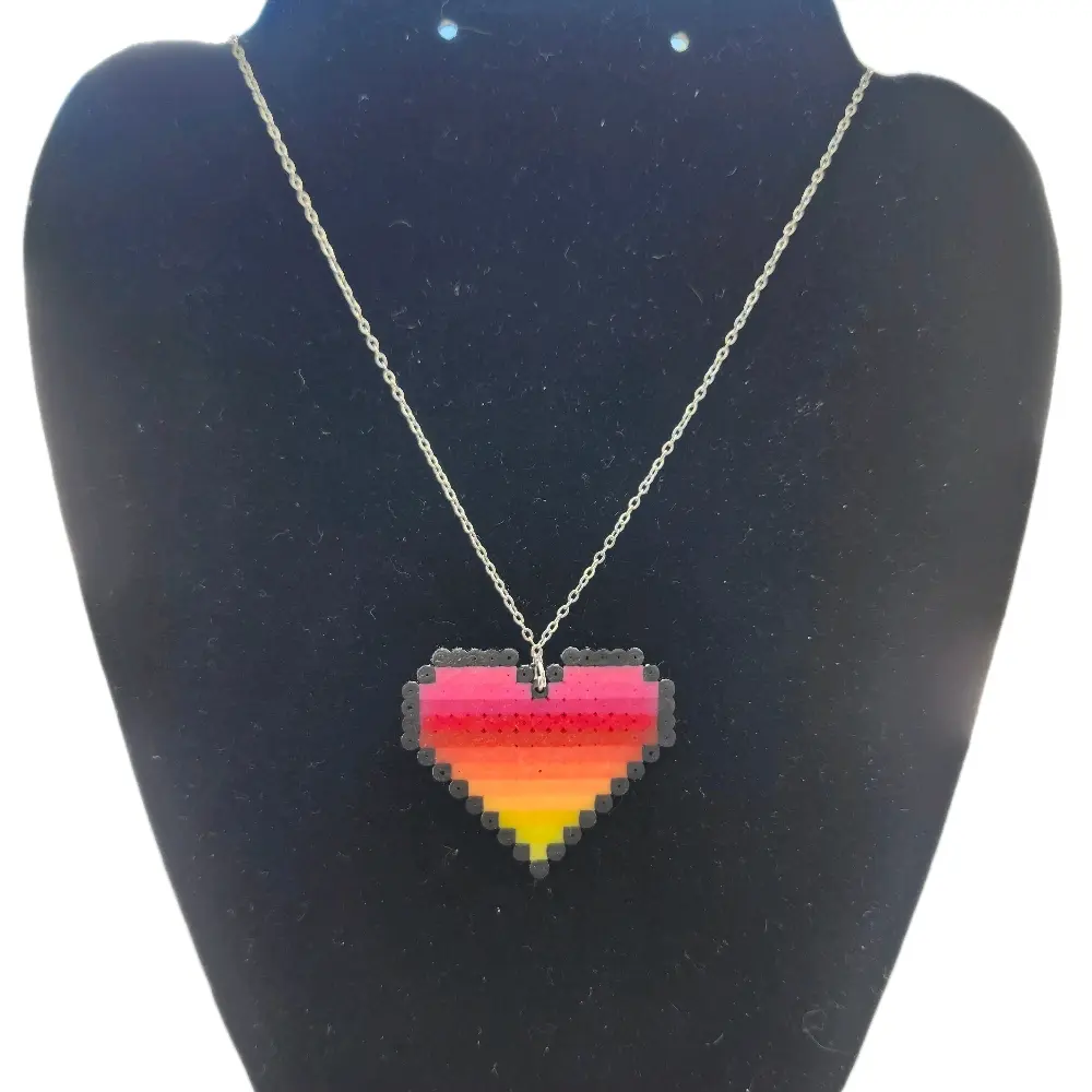 Color gradient heart perler necklace