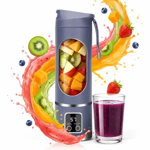Portable Juicer with LED Display USB Rechargeable Handheld Juice Blender BPA-Free for Smoothies and Juices, Ultimate Portable Blender for Travel Back To School & Gym, Leak Proof Rechargeable Mini Blender Cup Juicer for Shakes, Baby Food & Vegetable Drinks