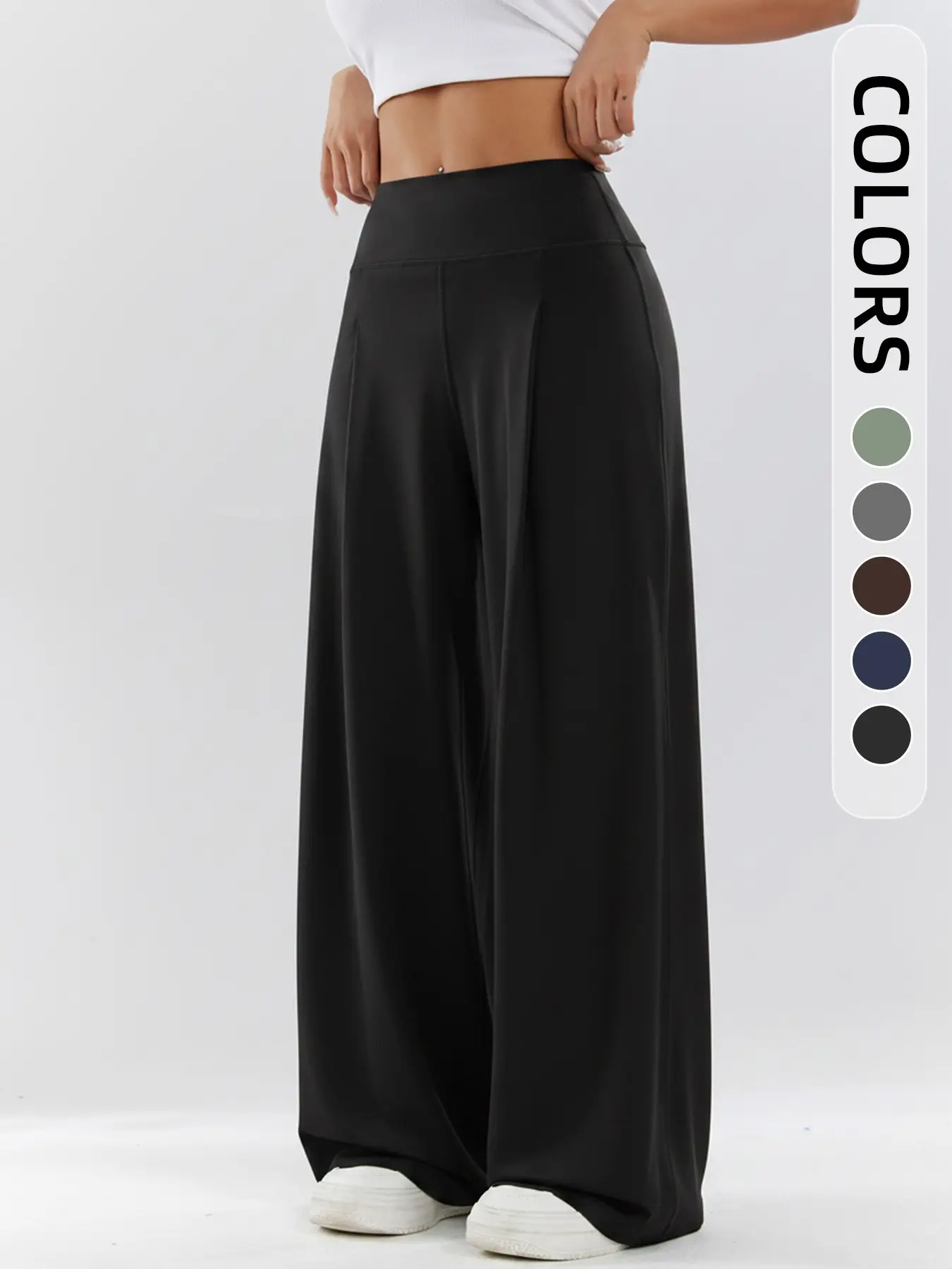 Women's Quick-Dry Sports Pants, Plunge Training Loose Fit Casual Straight Leg Yoga Pants, Outdoor Running Fitness Wide Leg Pants, Casual Sporty Pants