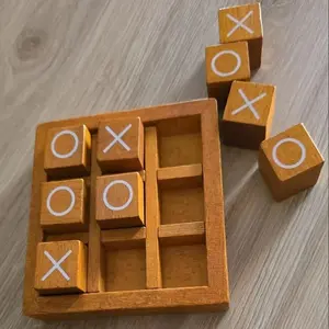Wooden Tic-Tac-Toe Game for Kids - Educational Two-Player Board Game to Enhance Focus & Logical Thinking