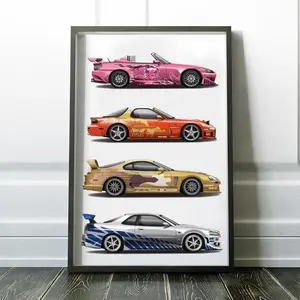 2 Fast and 2 Furious Brian O Conner Skyline GTR poster, Suki's S2000, Slap Jack's Supra and Orange Julius RX-7 Decor Photo, Wall, Illustrations