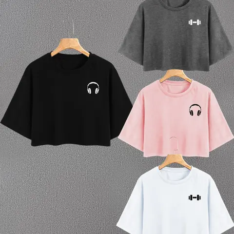 Unisex's Headphone Print Round Neck Tee, Casual Short Sleeve Oversize Sporty Streetwear Fashion Classic Crew Neck T-shirt for Daily Wear, Ladies Clothes for All Seasons