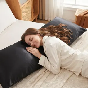 Bedsum Zippered Satin Body Pillowcase, Silky&Ultra-Soft Body Pillow Cover with Hidden Zipper Durable Bedding Accessories