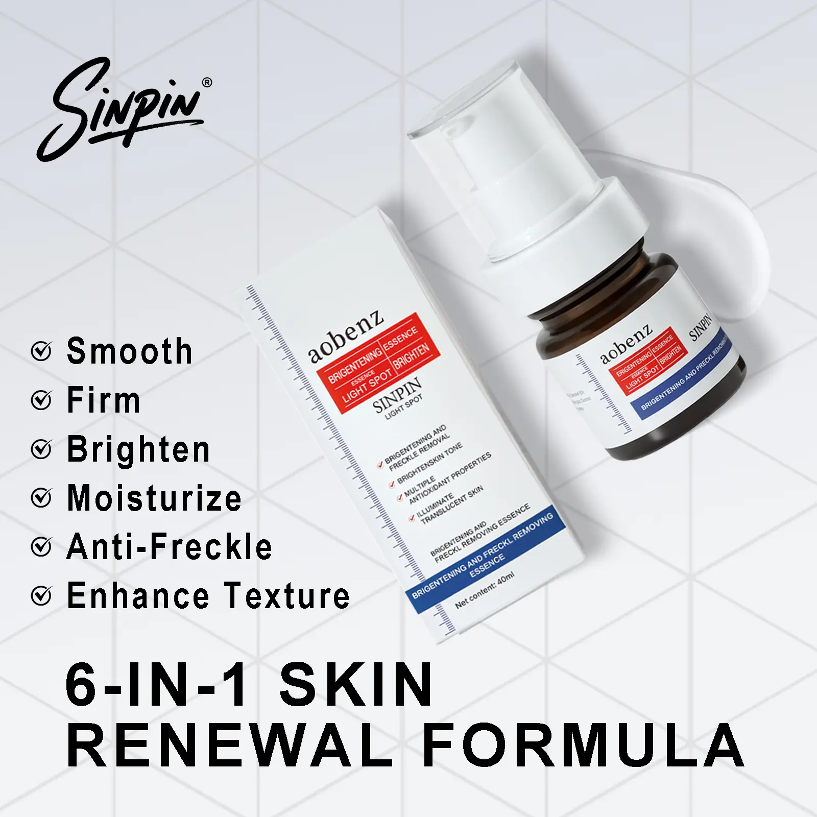 SINPIN Vitamin C Serum For Face Anti Aging with Hyaluronic Acid & Vitamin E Brightening Formula Improves Dark Spots Tone Fine Lines Wrinkles