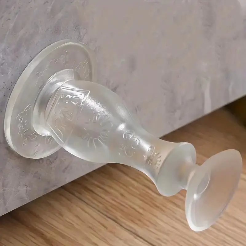 Clear Silicone Door Stopper, Punch Free Door Stopper, Wall & Floor Protector, Easy To Install Door Hardware for Bathroom Door, Door Slam Stopper, Doorstop