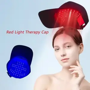 Rechargeable LED Red Light Therapy Relaxing Hat with Hair Care Function, Vibration Brim Cap, Head Massager Relaxation Aid Travel Essential, USB Battery Included