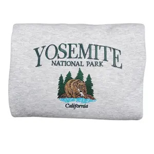 Embroidered Yosemite National Park Unisex Sweatshirt, Bear Embroidery, California Yosemite, USA National Parks Embroidery Sweatshirt