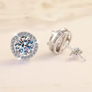 PYQ Sterling Silver Halo Cubic Zirconia Stud Earrings – Sparkling Jewelry for Young Women