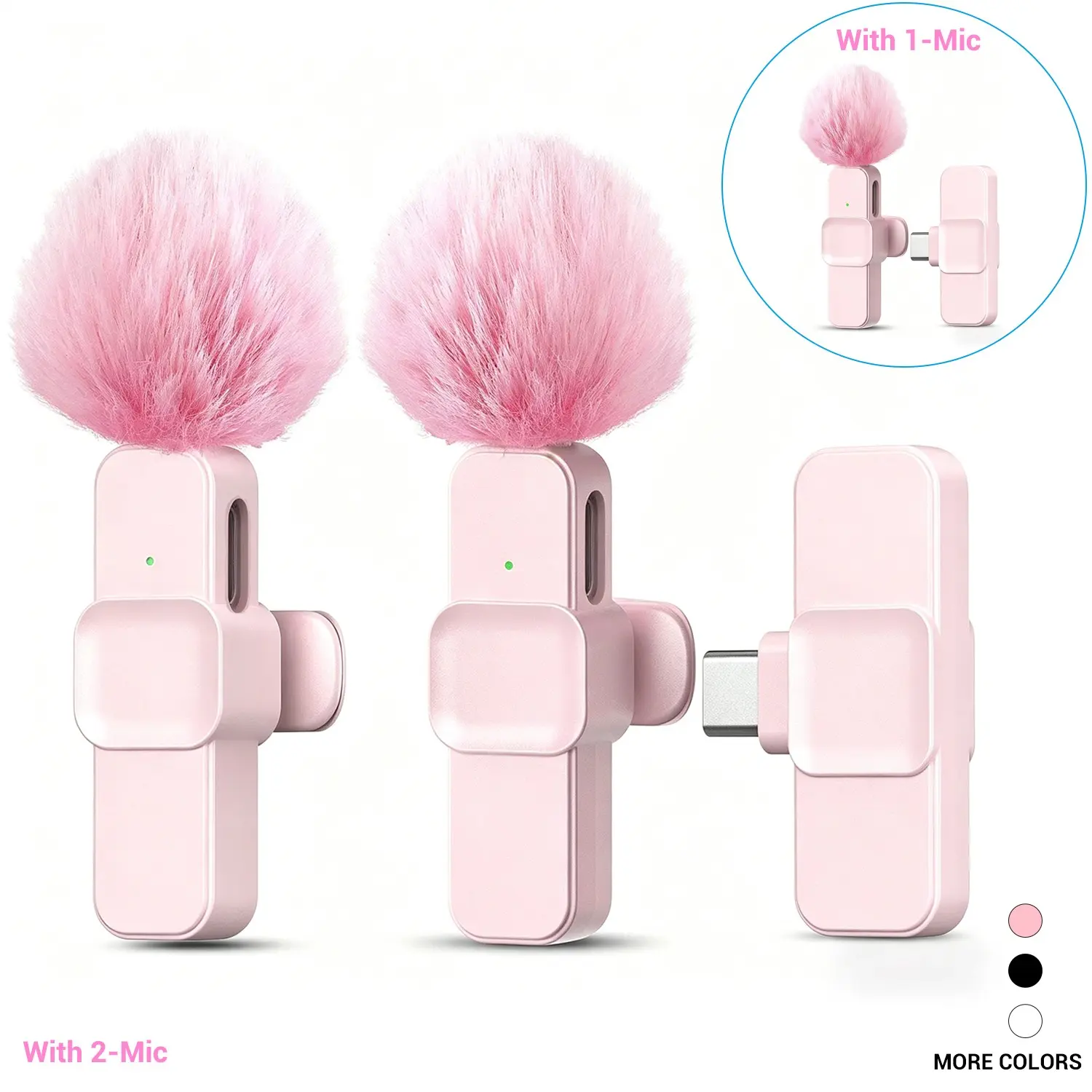 Wireless Lavalier Microphone for iPhone Android, Rechargeable Microphone, Cordless Omnidirectional Recording Mic for Video Recording, Teaching, Interviews, Clip, Wireless Lapel Mic, Wireless Mics