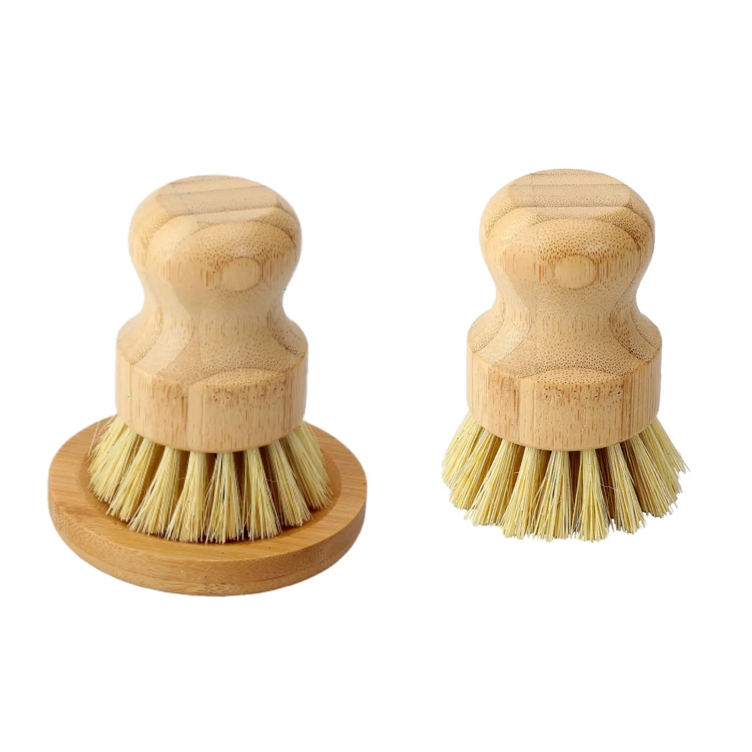 2 Pieces Natural Sisal Dish Washing Brush Bamboo Round Scrub Brush Pots Pans Vegetables Household Cleaning Brush Kitchen Cleaning Tool