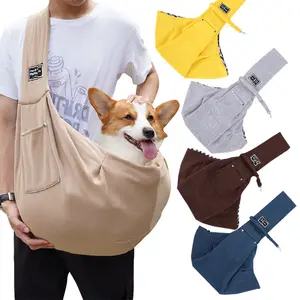 Comfortable Travel Companion Dog Cat Crossbody Carrier Bag Portable Breathable Beige Yellow Gray Brown Blue with Harness Easy Use Versatile Colors