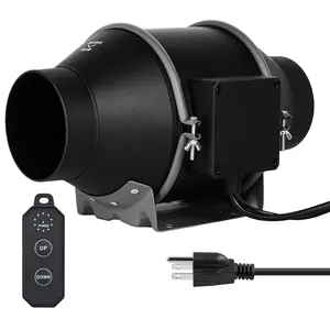 iPower 4" Quiet Inline Duct Fan with 10-Speed Controller, 214 CFM, EC Motor, Powerful Ventilation & Exhaust Fan for Heating, Cooling, Grow Tents, and Hydroponics – Black