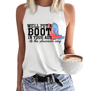 4th of July Tank, We'll Put A Boot In Your As, It's The American Way Shirt, Western America Unisex Tank Top Classic Cotton