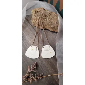 Big Drop Everest White and Gold Discotech Dangle Earrings