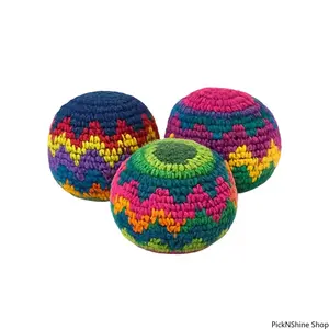 3PCS Handmade Crochet Hacky Sack Set, Boho Aesthetic Footbag Juggling Balls For Outdoor Play, Retro Summer Games For Kids Adults, Coordination Training Equipment For Backyard Party, Trendy Kick Sack Gift For Teens Girls Boys