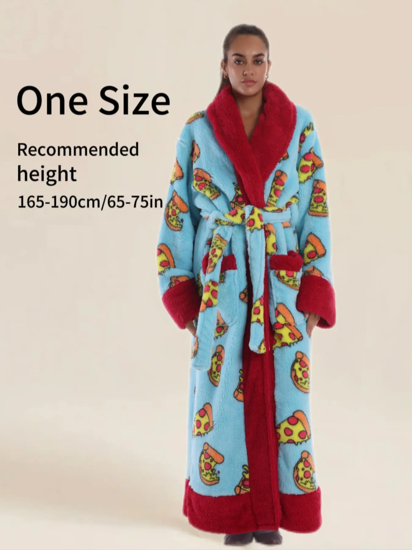 Panda Print Collared Elegant Casual Bathrobe, with Pockets, Soft Comfortable, Unisex Home Sleepwear, Homewear, Loungewear