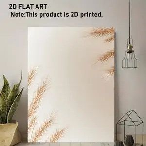 2D Flat, 2D Flat, 2D Flat A 2D Flat Wall Art Piece Featuring a Wooden Frame, Showcasing a Light Beige Background with a Delicate Illustration of Pampas Grass, Perfect for Valentine'S for Home Decor	
