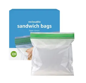 Resealable Double Zipper Sandwich Storage Bags for Food Storage, 300 Count