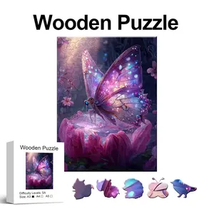 Colorful Butterfly Wooden Puzzle, Unique Irregular Animal Shape, Perfect Gift for Lovers & Friends, Party Game, DIY Leisure, Home Decor