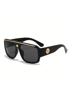 Cyberpunk Square Glasses Gold Metal Accents Lightweight Lenses Luxurious Polished Design Daily Commute Streetwear Party Use