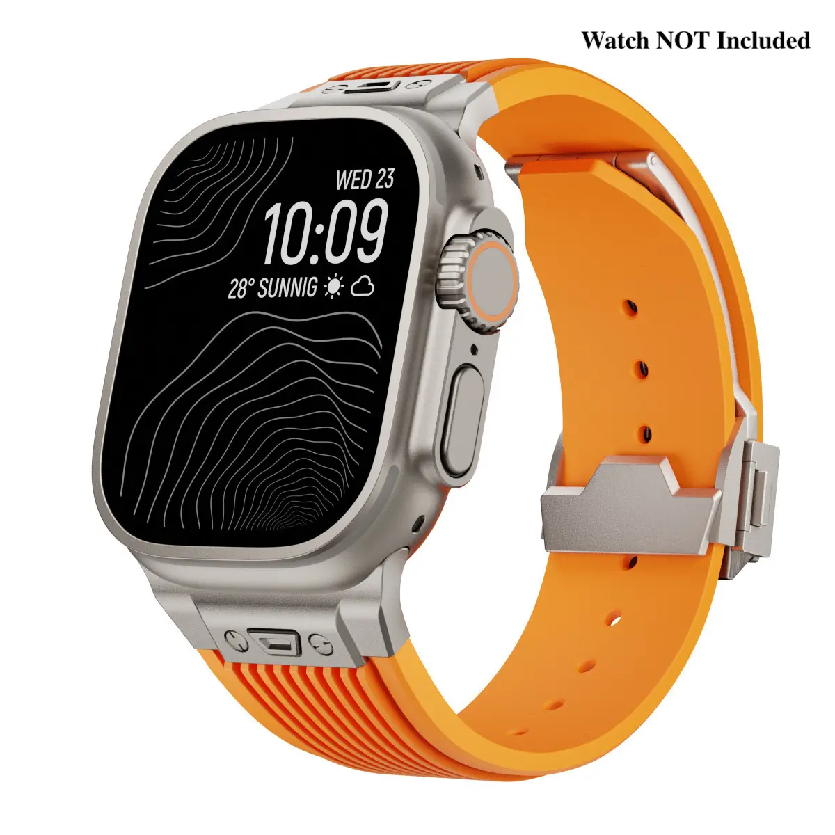 Dewell Adjustable Fit Smart Watch Band - 316L Stainless Steel Metal Clips Connectors with Matte Polish, Wide Rugged Durable Silicone Wearable Accessory, Stylish Tech Accessories for 49/46/45/44mm Smart Watches