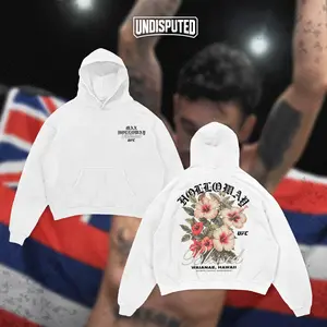 UNDISPUTED Max Holloway "Blessed" Hawaii Hibicus UFC Heavy Blend Hoodie UFC 318 BMF Hoodie Fan Apparel Casual Street Style Direct-to-garment Breathable Printing